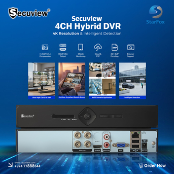Doha, Electronics, QAR 416,  Secuview 4CH Hybrid DVR &ndash; 4K Resolution
