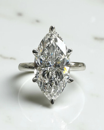 London, Jewelry, GBP 3250,  Elegant 3.50ct Hidden Halo Solitaire Marquise Ring