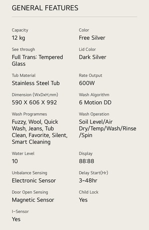 Riyadh, Appliances, SAR 700,  LG 12KG TOP LOAD WASHING MACHINE