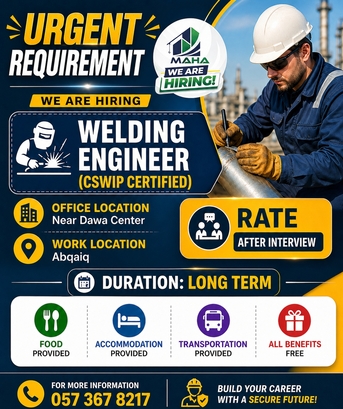 Dammam, Jobs, Welding Engineer (CSWIP Certified)