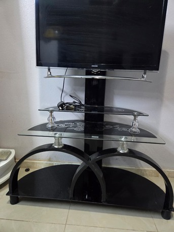 Al Wizarat, Furniture, SAR 150,  TV Trolley For Sale &ndash; Sleek Glass & Metal Design