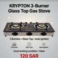 SAR 120,  3-Burner Glass Top Gas Stove - 120 SAR