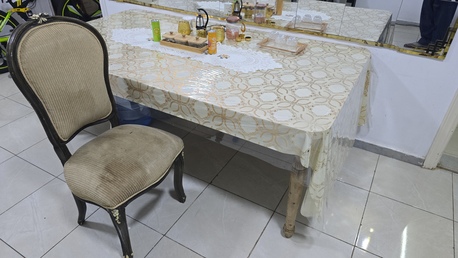 Jeddah, Furniture, SAR 250,  Big Dining Table. With Plastic And Golden Cover The Table Is Old So We Keep It Covered But