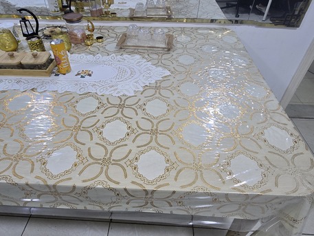 Jeddah, Furniture, SAR 250,  Big Dining Table. With Plastic And Golden Cover The Table Is Old So We Keep It Covered But