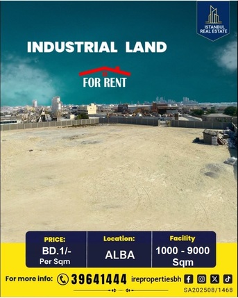 Asker, Industrial Land, BHD 1000,  1000 Sq. Meter,  Industrial Land For Rent In Alba Near Highway BD.1/- Per Sqm