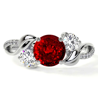 New York, Jewelry, USD 8013,  Order Nature Inspired Jewelry Three Stone Ruby Ring Now