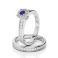 Blue Sapphire And Diamond Wedding Ring Sets