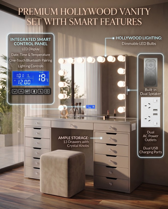 Auckland, Furniture, NZD 199900,  Mother&rsquo;s Day Gift Kim Hollywood Vanity Mirror | Stylish Makeup Setup