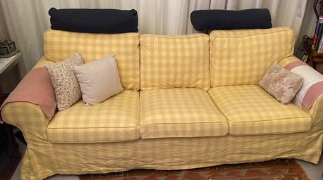 Juffair, Furniture, BHD 220,  2 X (3-seat Sofa) IKEA + Footstool With Storage