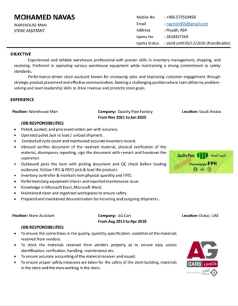 Riyadh, Job Seekers, Warehouse Man