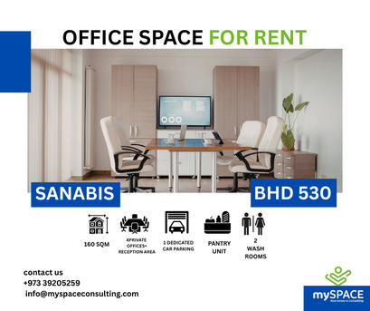 Sanabis, Offices, BHD 530,  160 Sq. Meter,  Modern Semi-Fitted Office For Rent In Sanabis | High Floor | Prime Tower Location