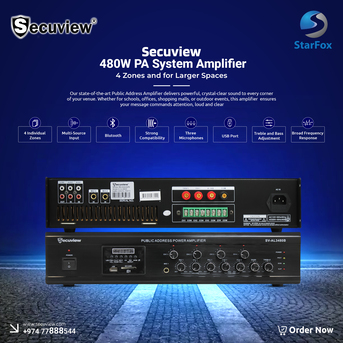 Doha, Electronics, QAR 1730,  Secuview 480W PA System Amplifier (4 Zones)