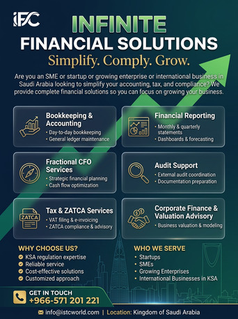 Riyadh, Accounting, INFINITE FINANCIAL SOLUTIONS | إنفينيتي للحلول المالية  Simplify. Comply. Grow. | بسّط أع