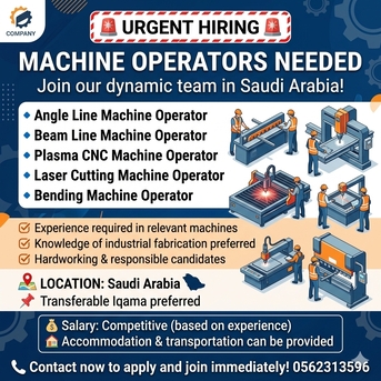 Riyadh, Jobs, Urgent Hiring - Machine Operators Needed