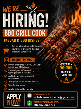 Jeddah, Jobs, BBQ Cook