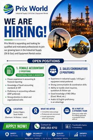 Khobar, Jobs, We Are Hiring Female Accountant (1 Position)