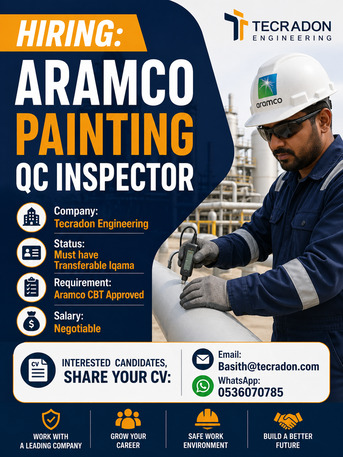 Jubail, Jobs, ​Urgent Requirement: Painting QC Inspector (Aramco Approved)
