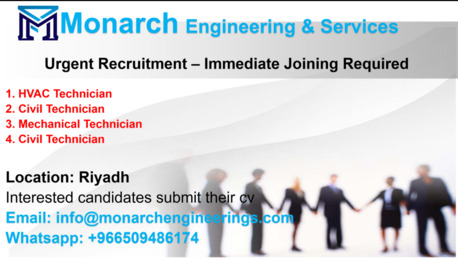 Jubail, Jobs, Civil / Electrical / HVAC / Mechanical Technicians