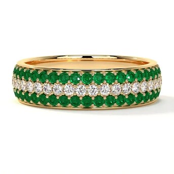 New York, Jewelry, USD 4195,  Diamond Emerald Shared Prong Wedding Ring For Women