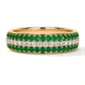 USD 4195,  Diamond Emerald Shared Prong Wedding Ring For Women