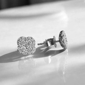 London, Jewelry, GBP 675,  Petite Clover Diamond Stud Earrings For Women In The UK