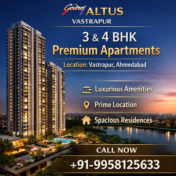 Ahmedabad, Real Estate For Sale, INR 4500000,  3 BR,  2000 Sq. Feet,  Godrej Altus Vastrapur: Features & Specifications