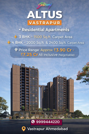 Ahmedabad, Real Estate For Sale, INR 4500000,  3 BR,  2000 Sq. Feet,  Godrej Altus Vastrapur: Features & Specifications