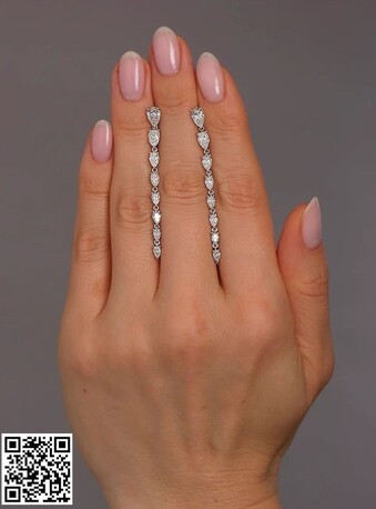 London, Jewelry, GBP 2750,  Pear Cut Graduated Diamond Drop Earrings By Layla Diamonds