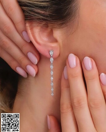 London, Jewelry, GBP 2750,  Pear Cut Graduated Diamond Drop Earrings By Layla Diamonds