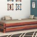 INR 39999,  Aper Wooden Sofa Cum Bed In Teak Finish | Urbanwood