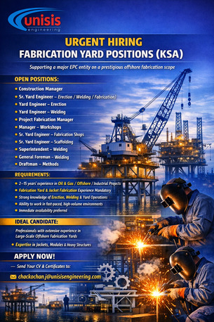 Riyadh, Jobs, Construction & Fabrication Yard Professionals - Erection, Welding, Scaffolding - KSA