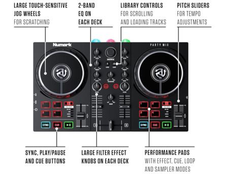 Jeddah, Electronics, SAR 300,  Numark Party Mix DJ Controller &ndash; Like New (Box Opened Only)