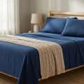 INR 1499,  Blue Bedsheets Online India &ndash; Cotton Soft & Stylish Bed Linen | TheIndiGlobal