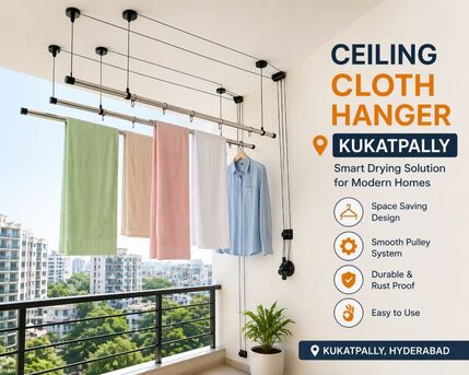 Hyderabad, Household Items, INR 1,  Balcony Cloth Drying Hanger Kukatpally &ndash; Space-Saving Drying Solutions