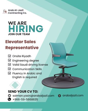 Riyadh, Jobs, Sales Representative - Elevators