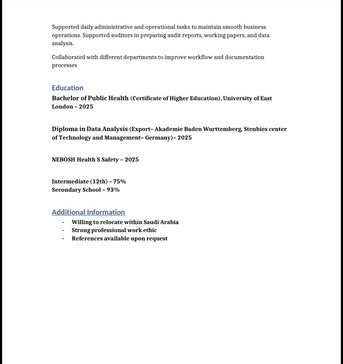 Jeddah, Job Seekers, Looking Job In Account | Data Analyst | Logistics | Audit | Any Suitable Position