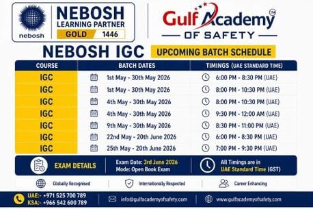 Sharjah, Lessons Offered, NEBOSH IGC Certificate &ndash; Pass Fast