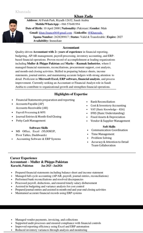 Riyadh, Job Seekers, Accountant Available &ndash; Transferable Iqama &ndash; Riyadh