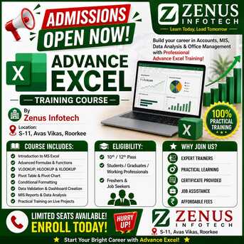 New Delhi, Education, Best Advance Excel Training In Roorkee