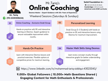 Al Wizarat, Education, Mr. Tariq&rsquo;s Online Math Coaching