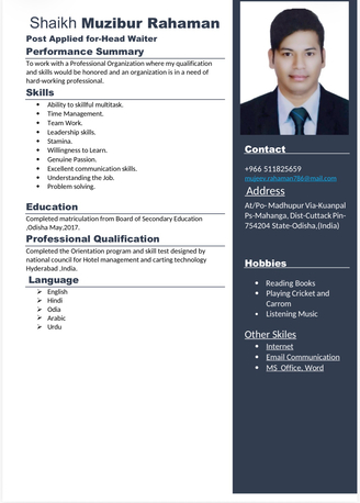 Riyadh, Job Seekers, I Am Looking For Job In F&b Service