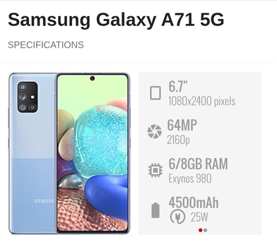 Taif, Mobile Phones, SAR 700,  Used Samsung Galaxy A71 5g Phone Without Any Scratches And Good Battery Life For Sale
