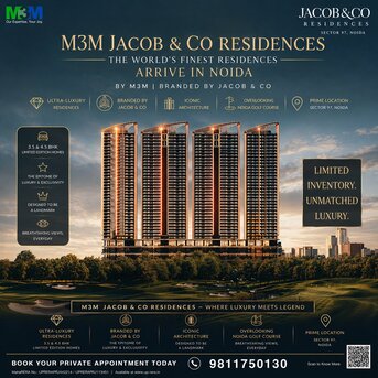 Noida, Real Estate For Sale, 4 BR,  Luxury 3/4/5 BHK Flats In Sector 97 Noida | M3M Jacob & Co