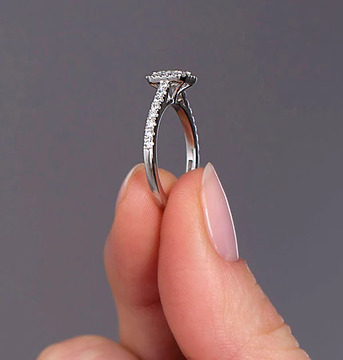 London, Jewelry, GBP 1350,  0.35ct Radiant Cut Seamless Halo Lab Grown Diamond Rings.