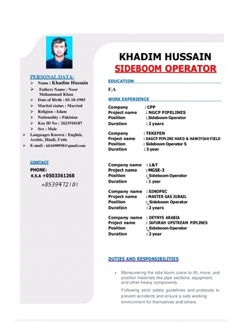 Jubail, Job Seekers, I Am Looking For The Job Of Side Boom Operator