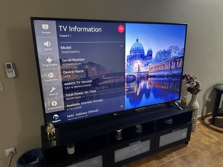 Riyadh, Electronics, SAR 2000,  LG 4K UHD Smart TV (75UN7180PVC)