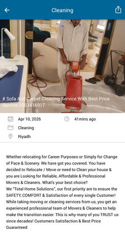 Riyadh, Cleaning, Professional Sofa And Carpet Cleaning Service And Home Deep Clean Service 0563416917