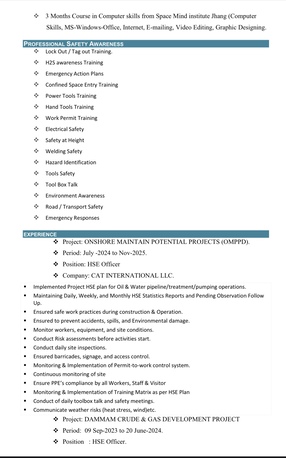 Riyadh, Job Seekers, Looking For Opportunity &ndash; Safety Officer (Aramco Experienced)