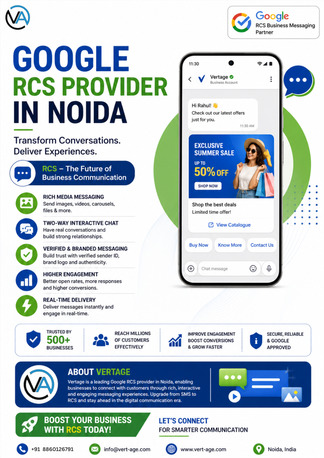 Noida, Software Development, Top Google RCS Provider In Noida &ndash; Vertage Provides Advanced RCS Messaging Solutions For B