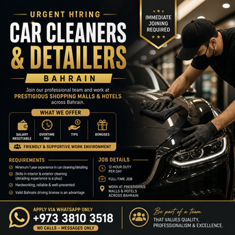 Manama, Jobs, URGENT HIRING &ndash; CAR CLEANERS & DETAILERS